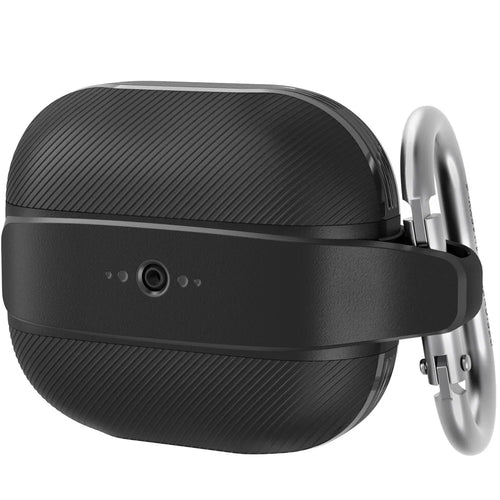AHASTYLE PT179 Earbuds Protective Case for Apple AirPods 3, Bluetooth Earphone Anti-scratch TPU + Silicone Cover with Carabiner - Black - 1