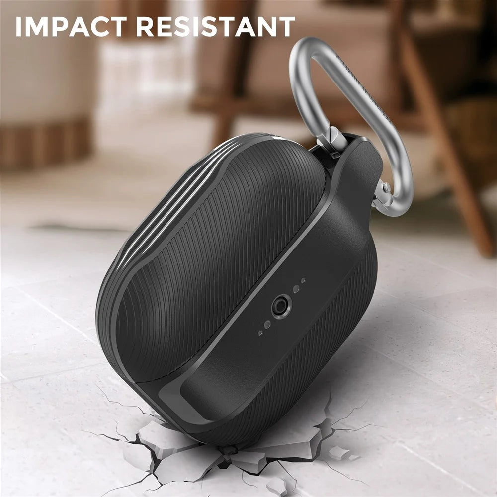 AHASTYLE PT179 Earbuds Protective Case for Apple AirPods 3, Bluetooth Earphone Anti-scratch TPU + Silicone Cover with Carabiner - Black - 5