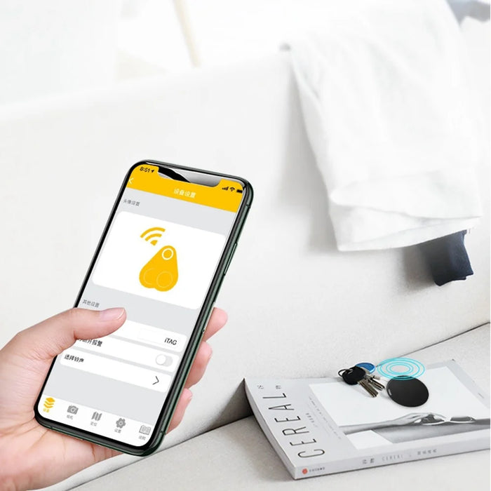 Y02 Round Shape Bluetooth-compatible 5.0 Tracker Item Locator with Key Chain Hole for Keys Wallets Phones Tablets - Black - 4
