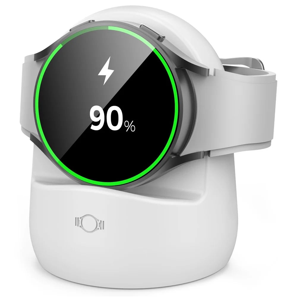 AHASTYLE PT181 For Samsung Galaxy Watch4 40mm 44mm / Watch4 Classic 42mm 46mm Silicone Charging Base Cable Management Stand - White - 1