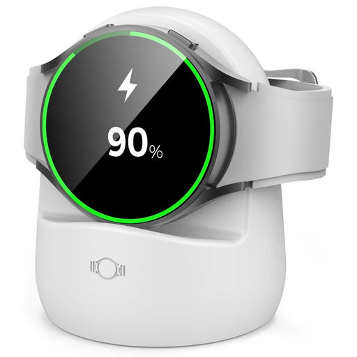 AHASTYLE PT181 For Samsung Galaxy Watch4 40mm 44mm / Watch4 Classic 42mm 46mm Silicone Charging Base Cable Management Stand - White - 1