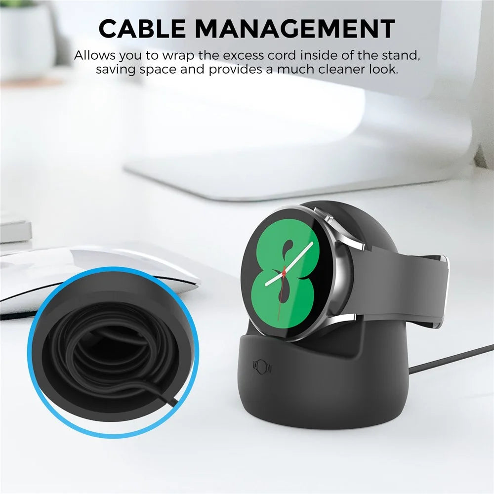 AHASTYLE PT181 For Samsung Galaxy Watch4 40mm 44mm / Watch4 Classic 42mm 46mm Silicone Charging Base Cable Management Stand - White - 5