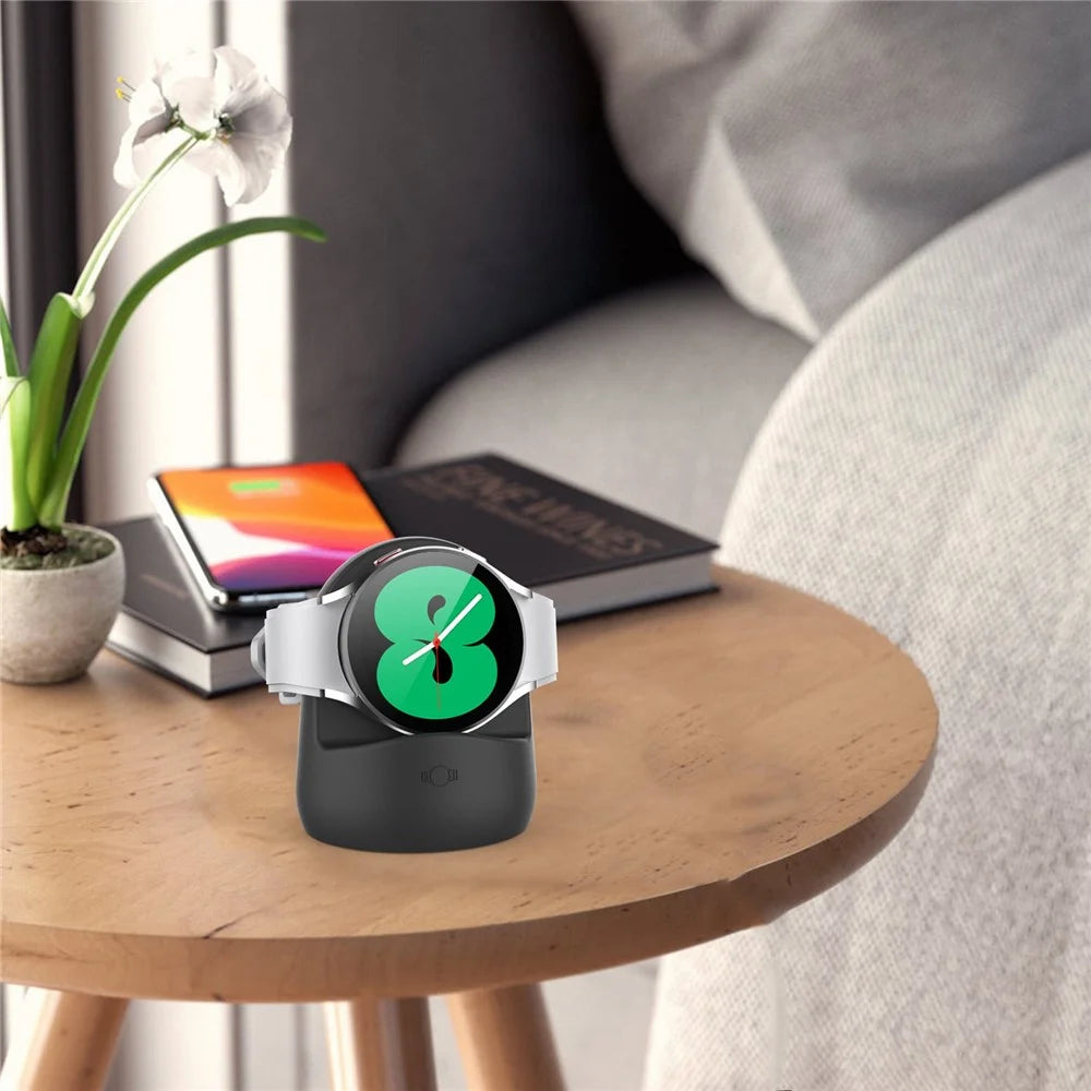 AHASTYLE PT181 For Samsung Galaxy Watch4 40mm 44mm / Watch4 Classic 42mm 46mm Silicone Charging Base Cable Management Stand - White - 6