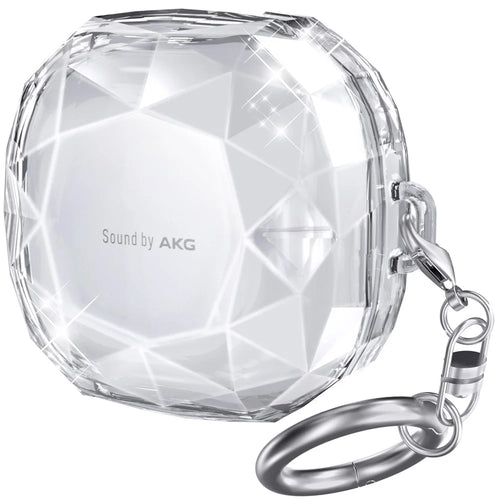 AHASTYLE WG84 For Samsung Galaxy Buds Live / Buds Pro / Buds 2 Case Diamond Texture Hard PC Earubds Cover - Transparent White - 1