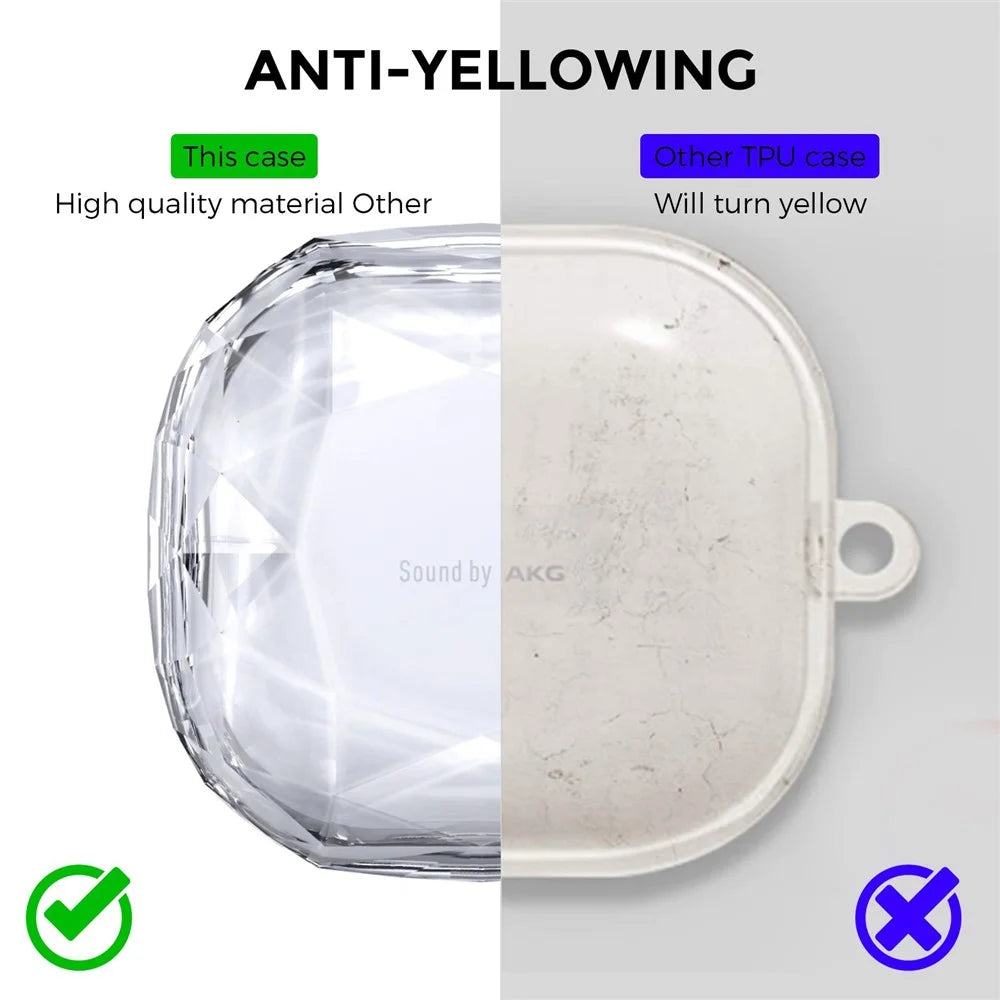 AHASTYLE WG84 For Samsung Galaxy Buds Live / Buds Pro / Buds 2 Case Diamond Texture Hard PC Earubds Cover - Transparent White - 5