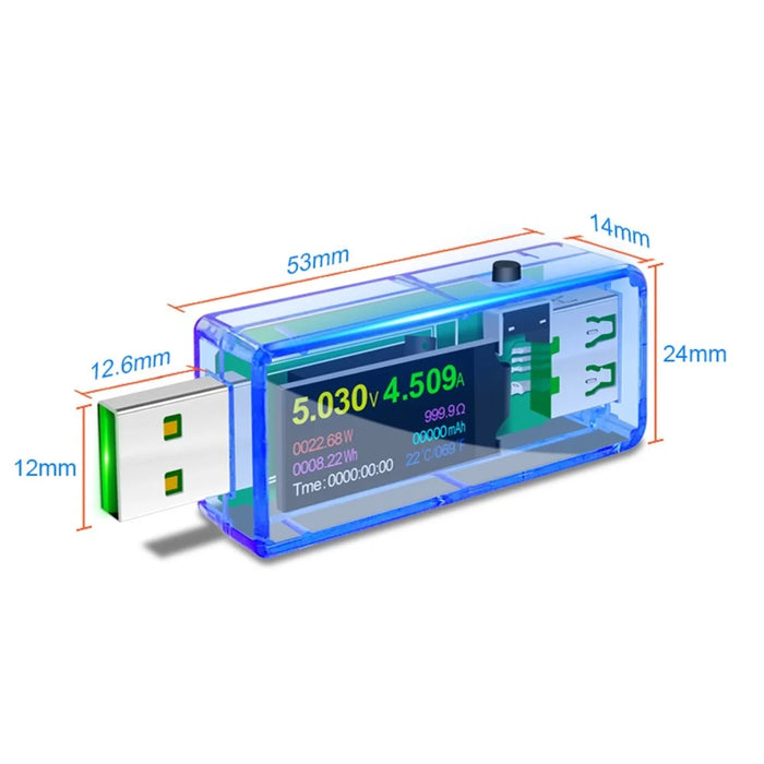 JUWEI U96P Digital Multimeter USB Tester IPS Digital Display Voltage Current Watt Meter Automatic Detection Tool - Blue - 4