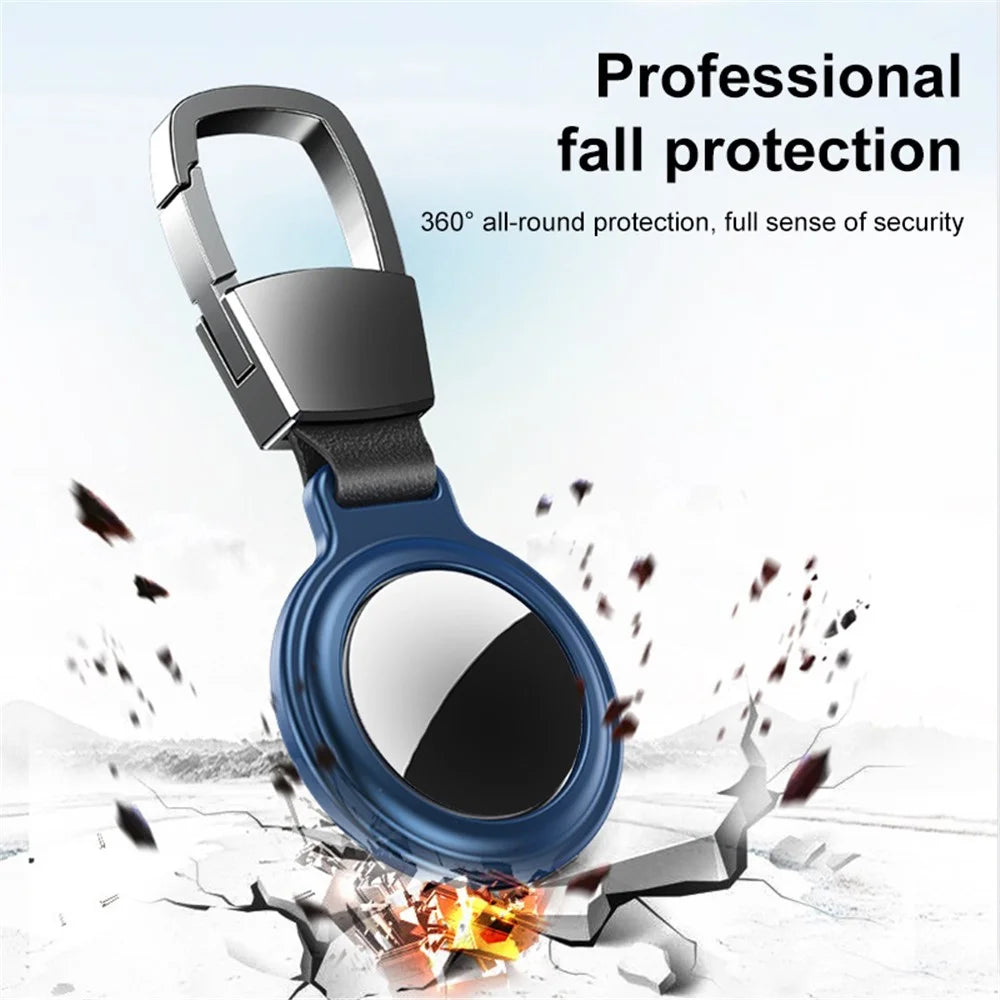 Magnetic Case for AirTag Keychain Protective Cover for Luggage Wallet Dog Collar - Marine Blue - 3
