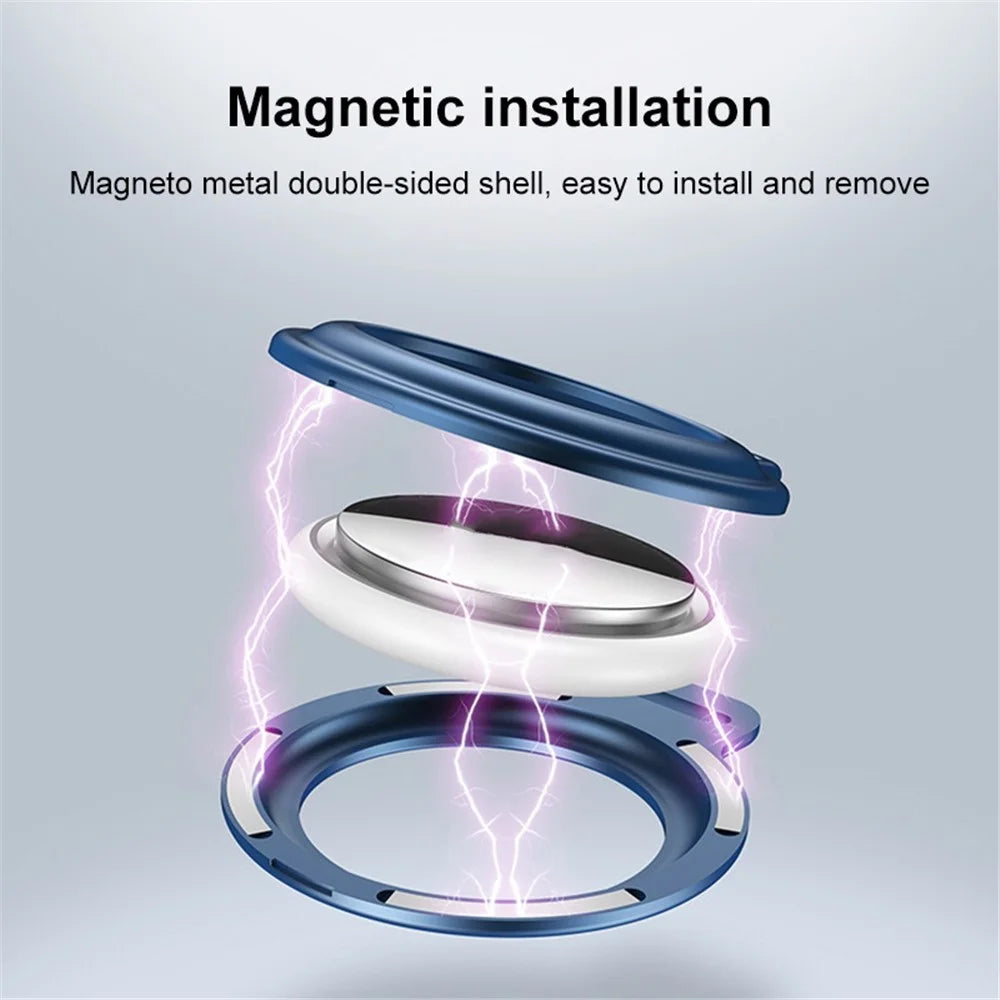Magnetic Case for AirTag Keychain Protective Cover for Luggage Wallet Dog Collar - Marine Blue - 4