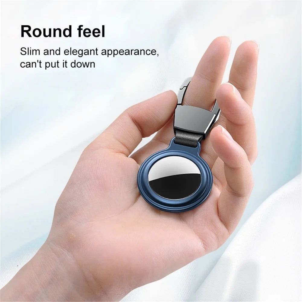 Magnetic Case for AirTag Keychain Protective Cover for Luggage Wallet Dog Collar - Marine Blue - 7