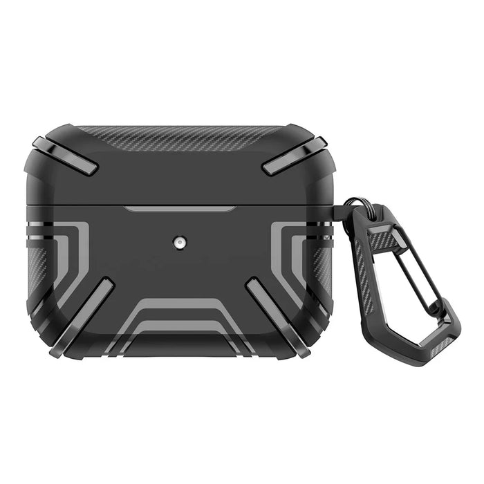 For Apple AirPods 3 Charging Case Cover Bluetooth-compatible Earbuds Protector Shockproof TPU Cover with Buckle - Black - 1
