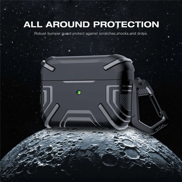 For Apple AirPods 3 Charging Case Cover Bluetooth-compatible Earbuds Protector Shockproof TPU Cover with Buckle - Black - 2