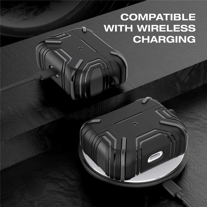 For Apple AirPods 3 Charging Case Cover Bluetooth-compatible Earbuds Protector Shockproof TPU Cover with Buckle - Black - 6