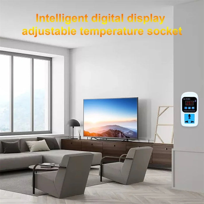 SMY-W2001 Temperature Controller Intelligent Digital Display Adjustable Temperature Socket with 1m Waterproof Probe - EU Plug - 2