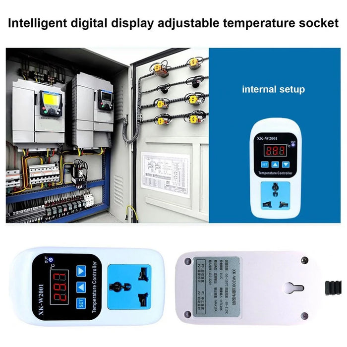 SMY-W2001 Temperature Controller Intelligent Digital Display Adjustable Temperature Socket with 1m Waterproof Probe - EU Plug - 3