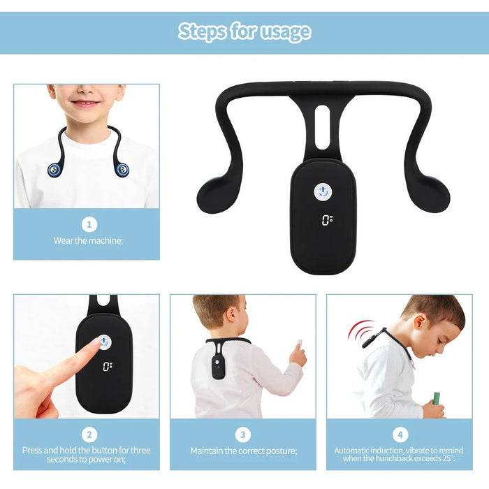 102226 Silicone Orthopedic Corrector Intelligent Auto-Sensing Posture Trainer for Adults and Children Anti-Hunchback Corrector Device - Black - 6