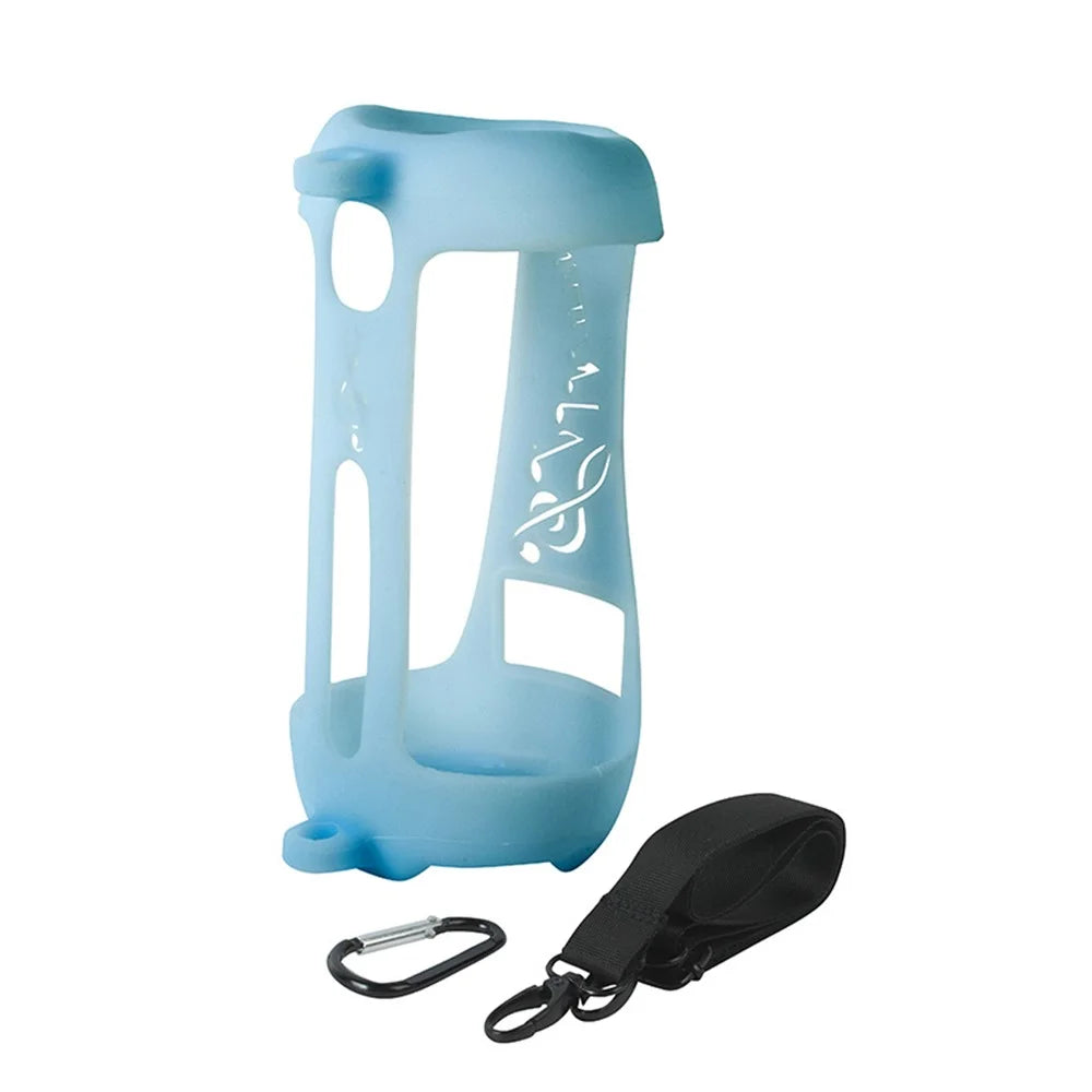 For JBL Pulse5 Soft Silicone Carrying Case Bluetooth-compatible Speaker Protective Cover with Shoulder Strap and Carabiner - Blue - 1