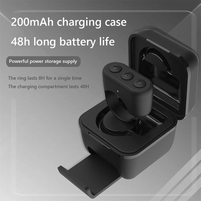 Cell Phone Bluetooth-compatible Remote Control with Phone Holder for Selfie Wireless Fingertip Ring Remote Controller (Included 200mAh Charging Case) - Black - 2