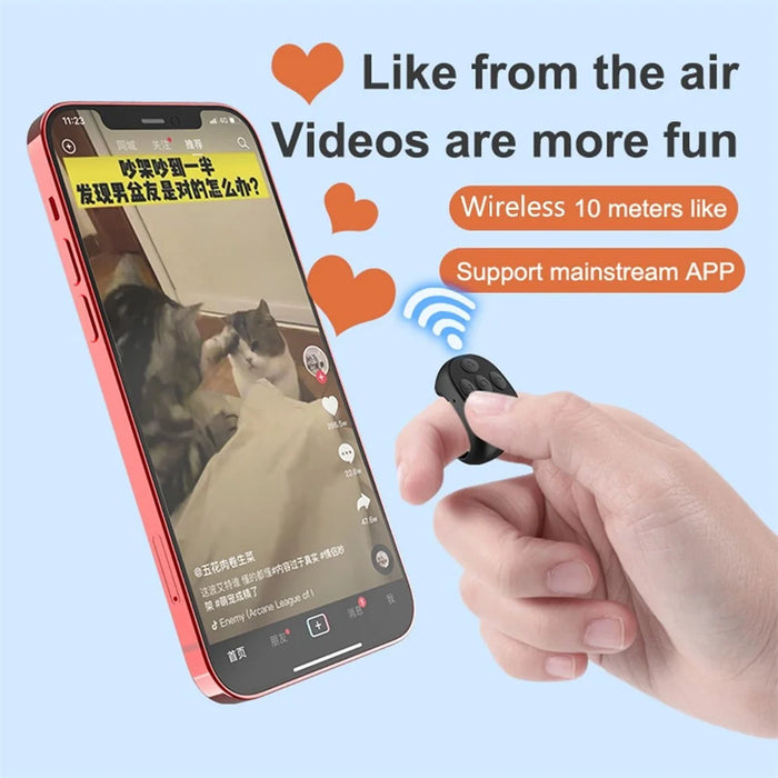 Cell Phone Bluetooth-compatible Remote Control with Phone Holder for Selfie Wireless Fingertip Ring Remote Controller (Included 200mAh Charging Case) - Black - 7
