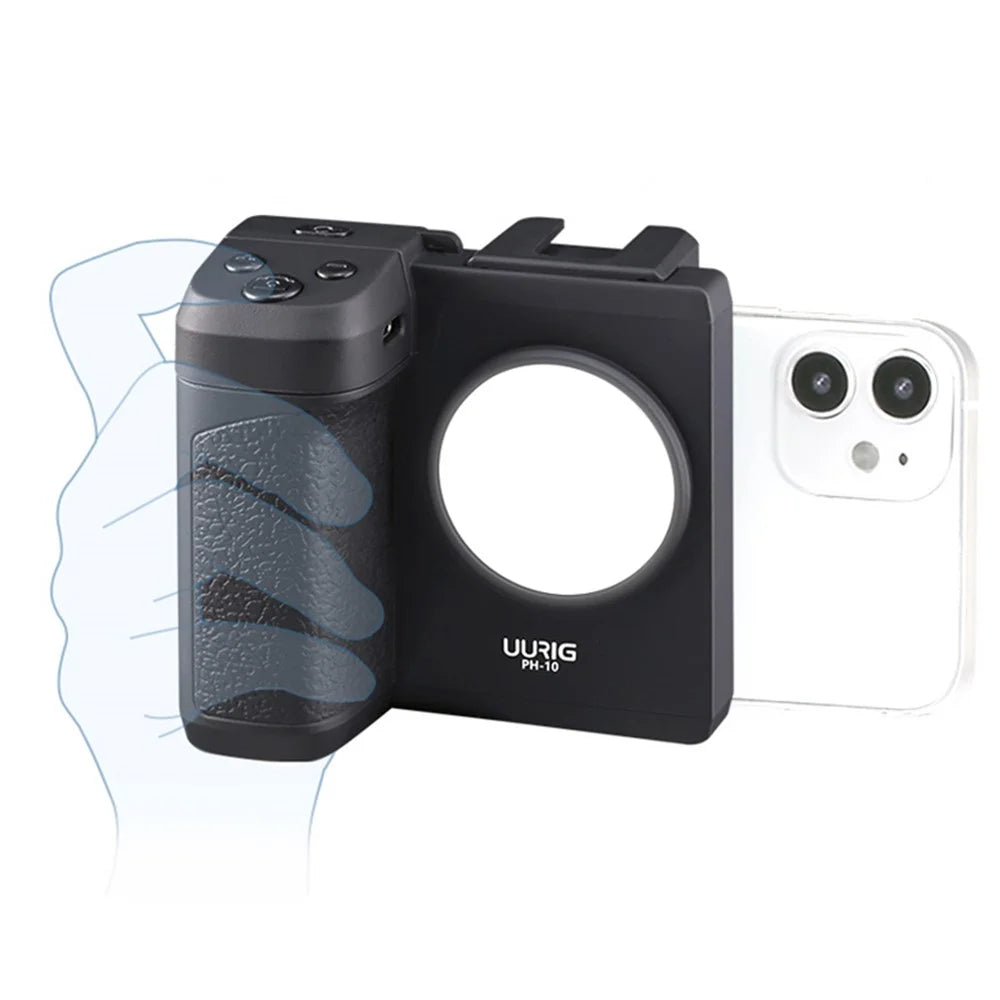 UURIG PH-10 Wireless Cell Phone Selfie Booster Handle Grip Phone Stabilizer Stand Holder with Bluetooth-compatible Remote / Fill Light for Photo photography, Live-Streaming, Video Recording - 6