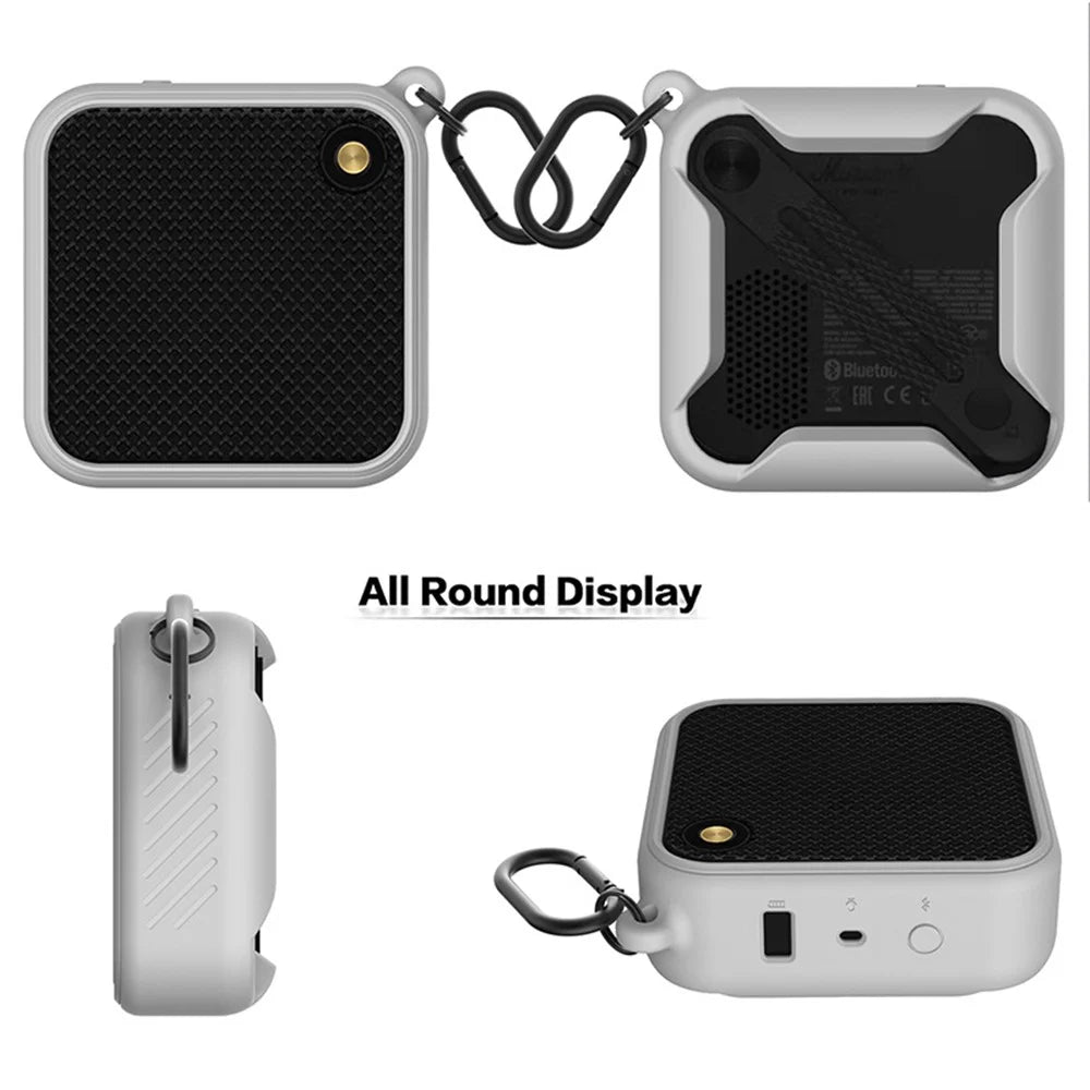 For Marshall Willen Bluetooth-compatible Speaker Silicone Carrying Case Anti-scratch Protective Cover - Light Grey - 5
