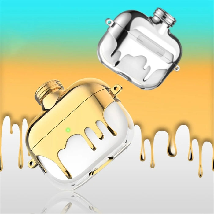 A21 For Apple AirPods 3 Bluetooth-compatible Earphones Protective Case Perfume Bottle Design Electroplating TPU Cover with Chain Strap - Gold - 6