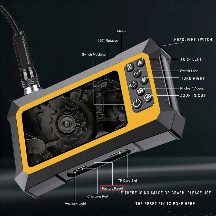 B317 1m Metal Wire 8mm 360-Degree Rotation Dual-Lens 4.3-inch Screen Endoscope 9-LED Waterproof Industrial Borescope Inspection Tool - 2