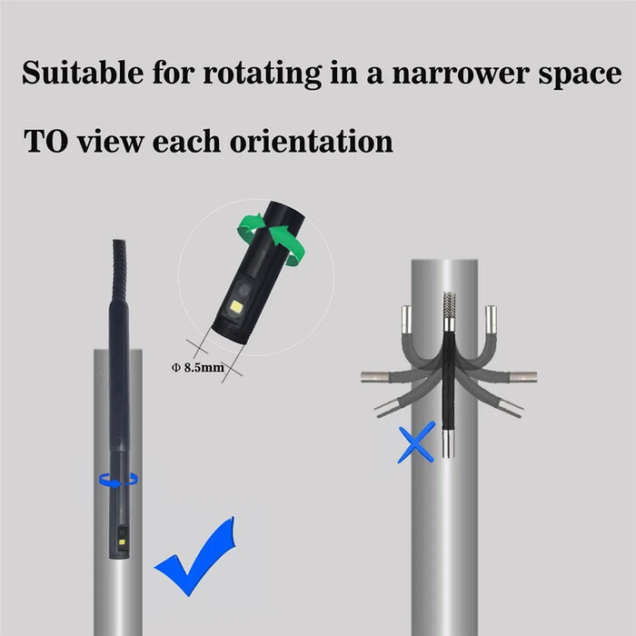B317 1m Metal Wire 8mm 360-Degree Rotation Dual-Lens 4.3-inch Screen Endoscope 9-LED Waterproof Industrial Borescope Inspection Tool - 6