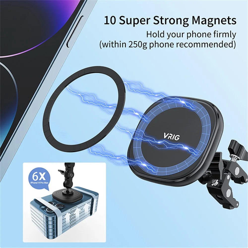 VRIG MG-01 Compatible with MagSafe to 1 / 4" Thread Adapter Mount Phone Holder Portable Magnetic Converter Support 360-Degree Adjustable - 3