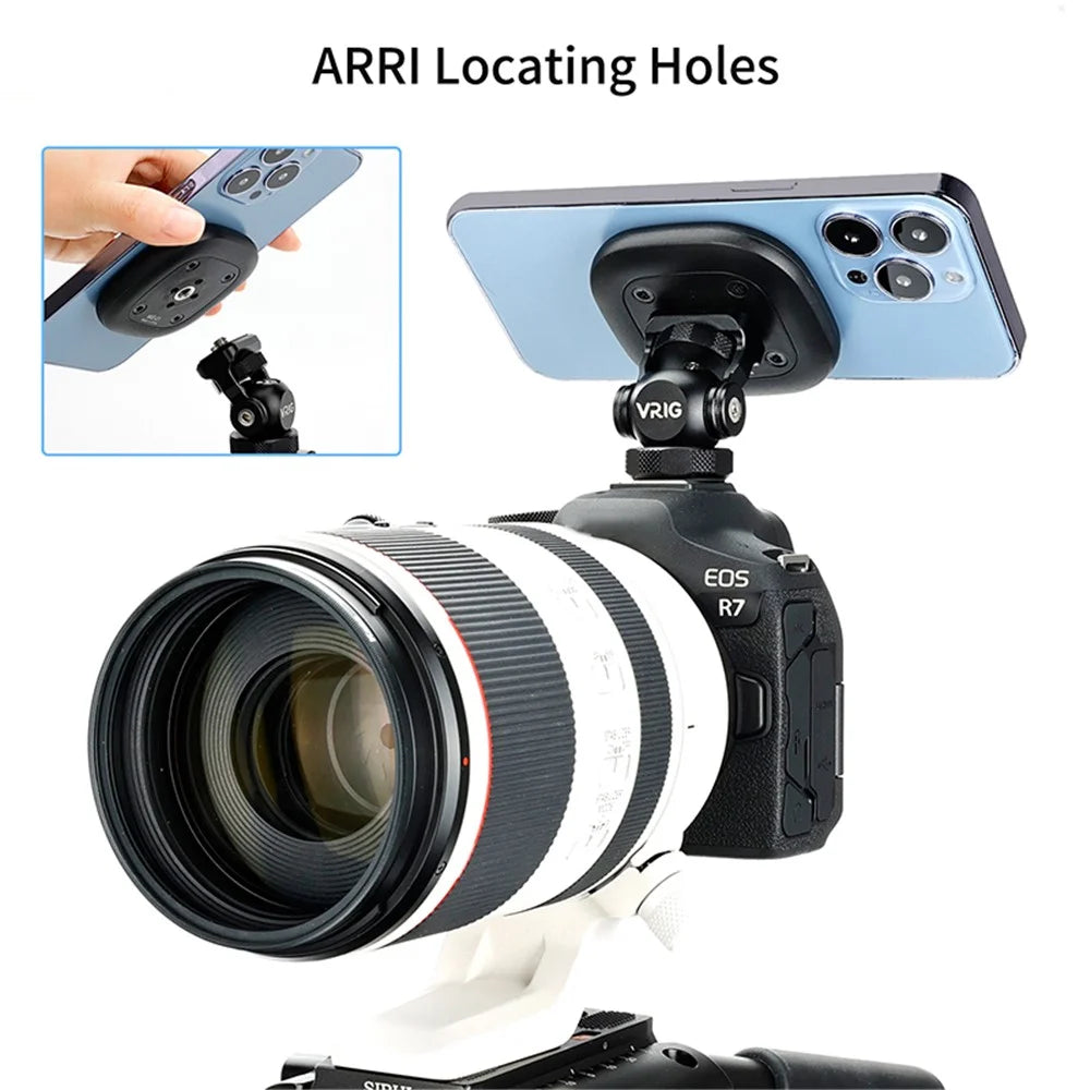 VRIG MG-01 Compatible with MagSafe to 1 / 4" Thread Adapter Mount Phone Holder Portable Magnetic Converter Support 360-Degree Adjustable - 6