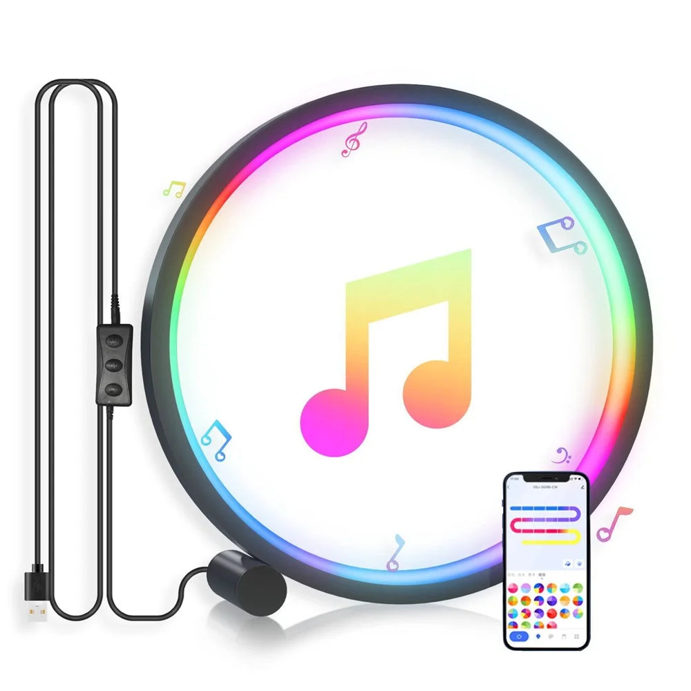 10 inch RGB + CCT LED Smart Ring Light Gaming Night Light Ambiance Music Sync Kit Backlight (APP Control+Remote Control) - 1