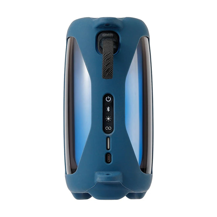 For JBL Pulse5 Bluetooth-compatible Speaker Protective Cover Soft Silicone Carrying Case with Shoulder Strap and Carabiner - Navy Blue - 1