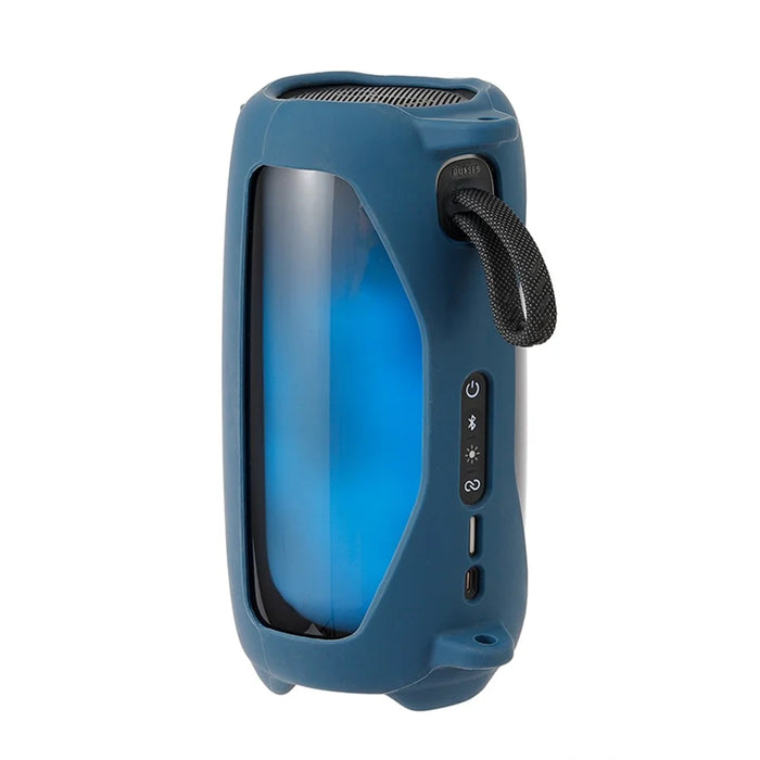 For JBL Pulse5 Bluetooth-compatible Speaker Protective Cover Soft Silicone Carrying Case with Shoulder Strap and Carabiner - Navy Blue - 4