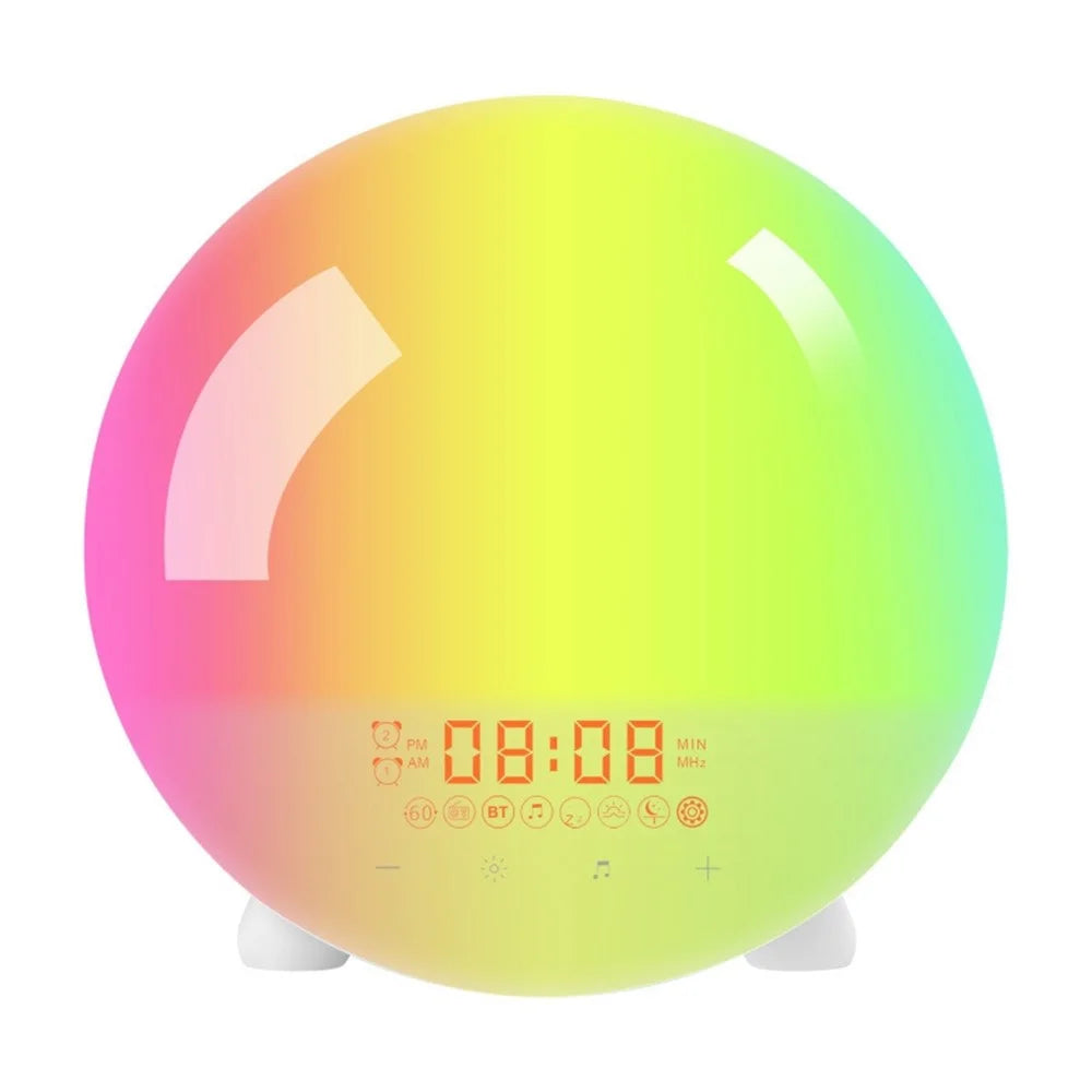 SH-123 Digital Wake-Up Light Sunrise / Sunset Simulation Alarm Clock with FM Radio Night Light Bluetooth-compatible Wireless Speaker - US Plug - 1
