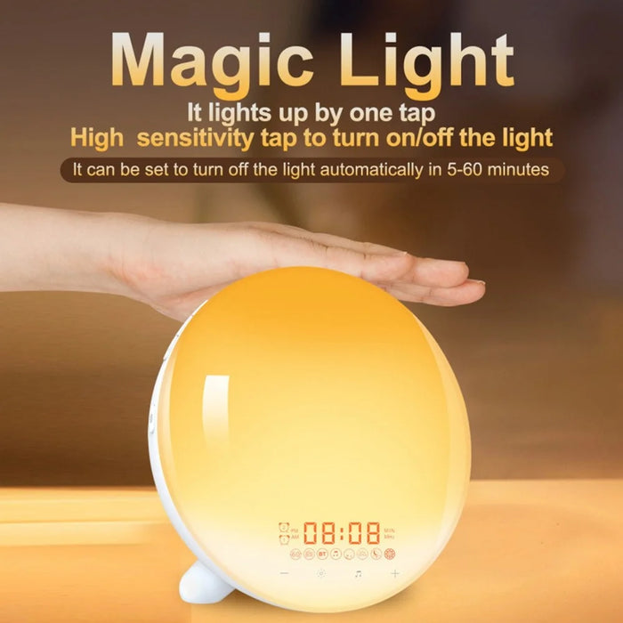 SH-123 Digital Wake-Up Light Sunrise / Sunset Simulation Alarm Clock with FM Radio Night Light Bluetooth-compatible Wireless Speaker - US Plug - 3