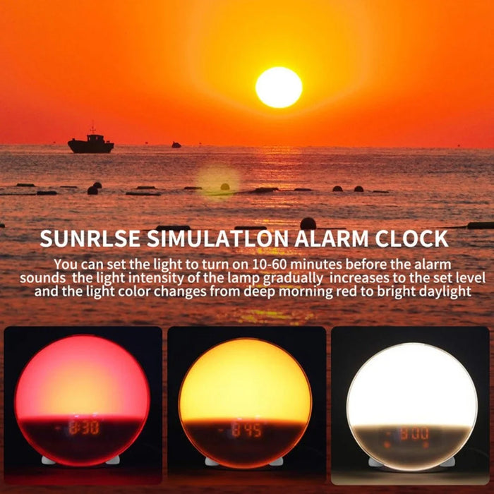 SH-123 Digital Wake-Up Light Sunrise / Sunset Simulation Alarm Clock with FM Radio Night Light Bluetooth-compatible Wireless Speaker - US Plug - 4