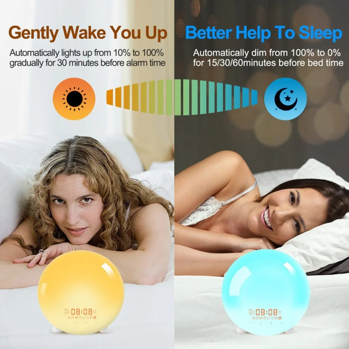 SH-123 Digital Wake-Up Light Sunrise / Sunset Simulation Alarm Clock with FM Radio Night Light Bluetooth-compatible Wireless Speaker - US Plug - 6