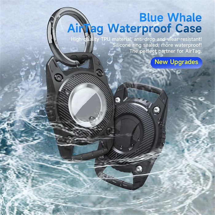 For Apple AirTag Locator Waterproof Protective Case Pet Collar Tracker TPU Cover, with Front Back Film Set - Black - 2