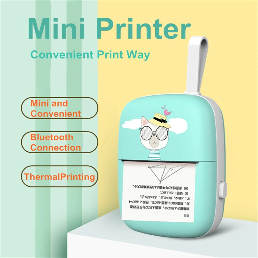 Portable Mini Bluetooth-compatible Printer Thermal Label Printer for Wrong Question Photo Memo Thermal Printing Student Pocket Printer - Blue - 4