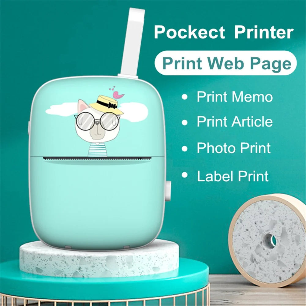 Portable Mini Bluetooth-compatible Printer Thermal Label Printer for Wrong Question Photo Memo Thermal Printing Student Pocket Printer - Blue - 5