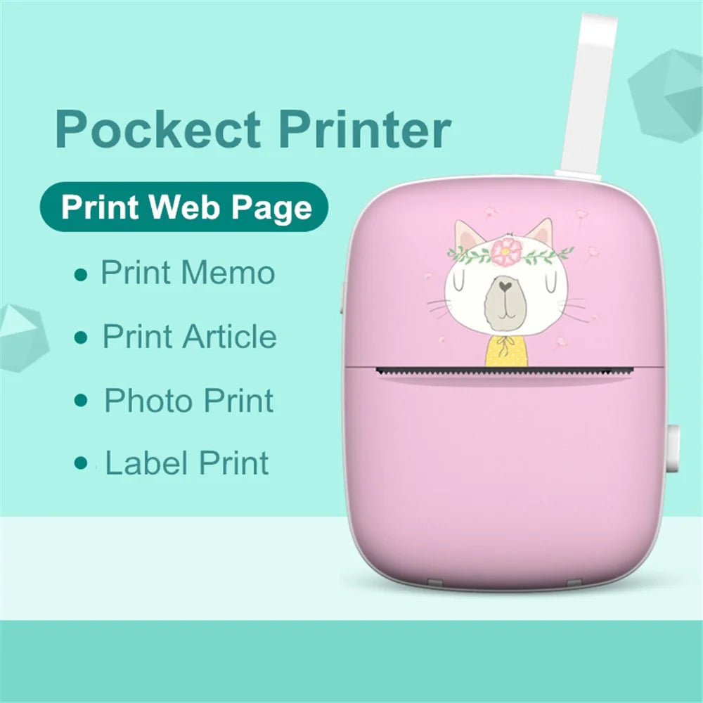 Portable Mini Bluetooth-compatible Printer Thermal Label Printer for Wrong Question Photo Memo Thermal Printing Student Pocket Printer - Blue - 6