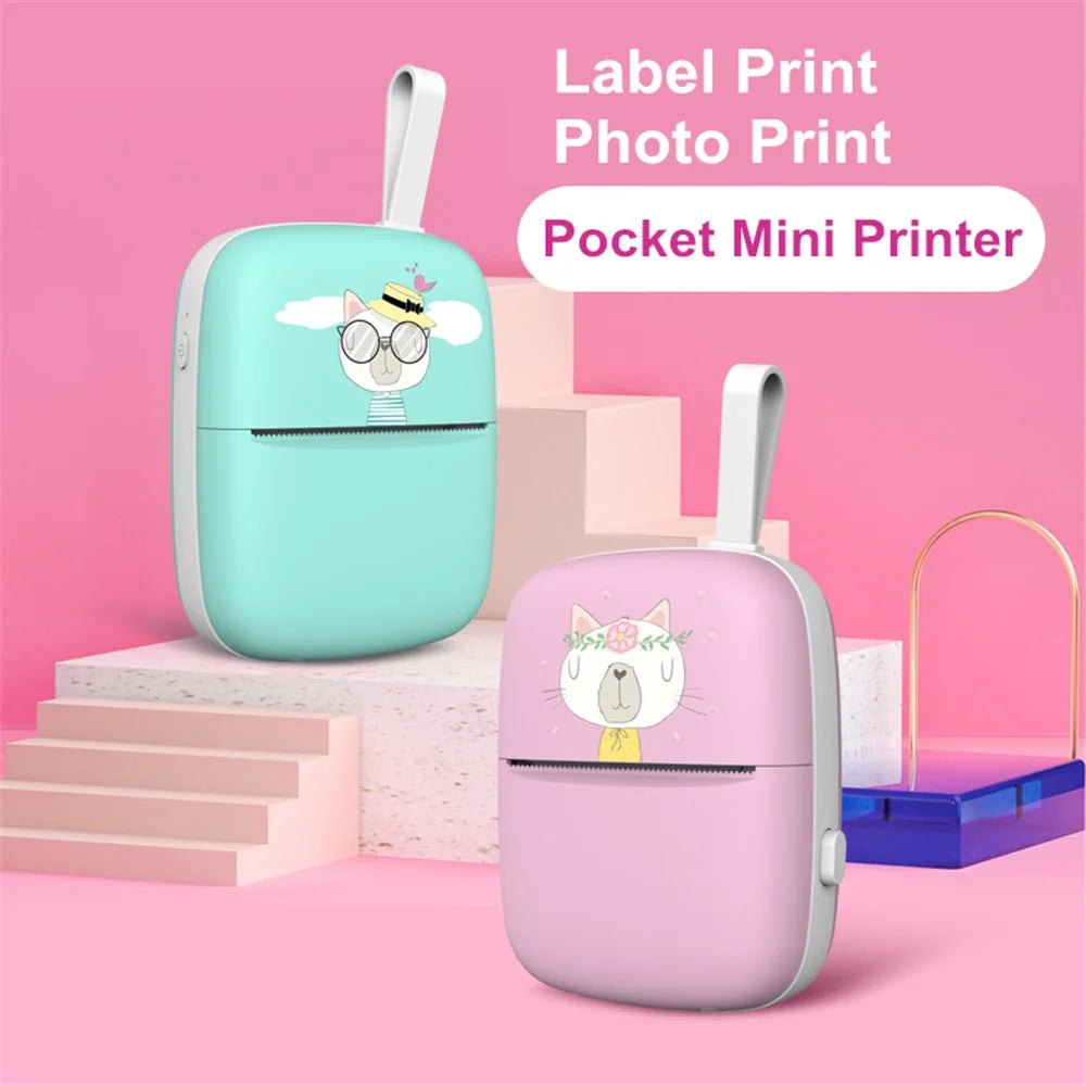 Portable Mini Bluetooth-compatible Printer Thermal Label Printer for Wrong Question Photo Memo Thermal Printing Student Pocket Printer - Blue - 7