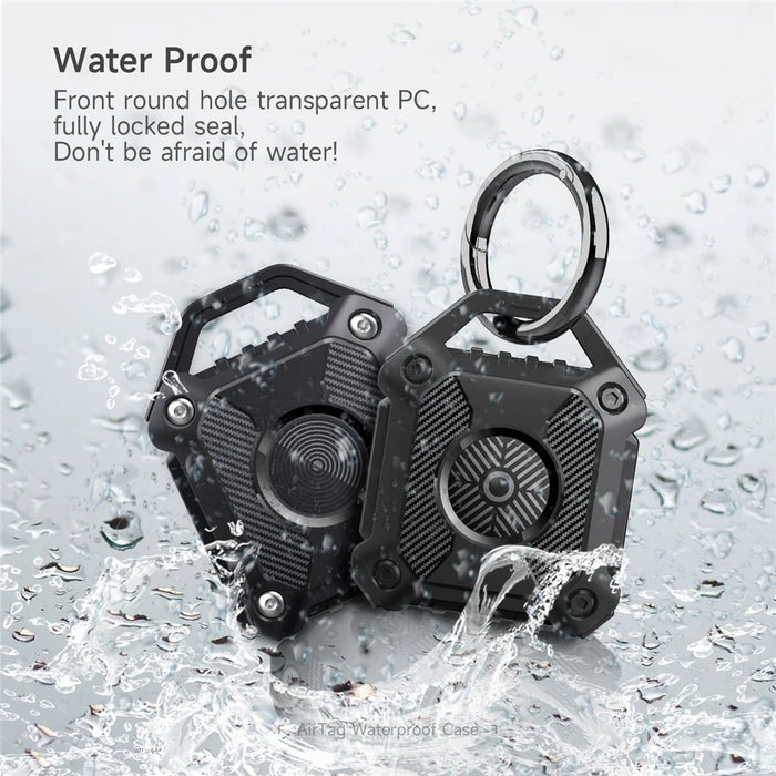 Waterproof Protection Case for AirTag, Rugged Anti-Scratch Bluetooth-compatible Tracker Cover Anti-Lost Holder Shell - Black - 2
