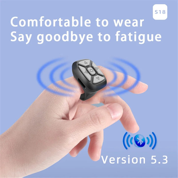 S18 Multi-Function Bluetooth-compatible Mobile Phone Remote Control Wireless Cell Phone APP Controller E-books Flipping Remote - Black - 3