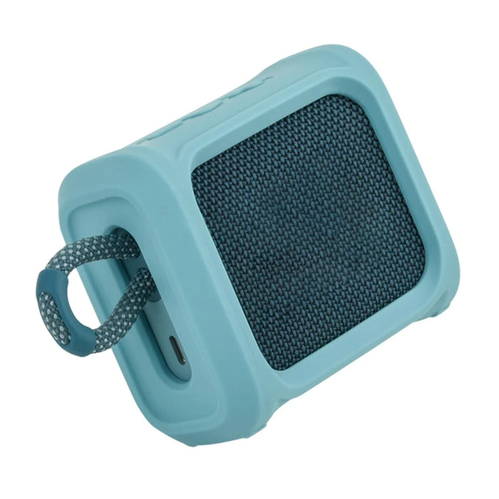 LIGHTNING POWER Silicone Case for JBL GO3 Portable Speaker Sleeve Protective Cover with Strap - Blue - 1