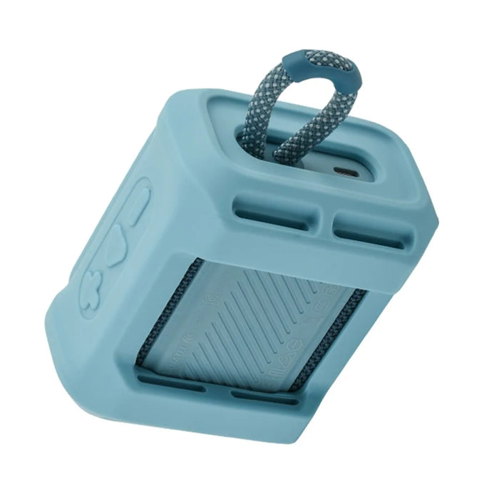LIGHTNING POWER Silicone Case for JBL GO3 Portable Speaker Sleeve Protective Cover with Strap - Blue - 3