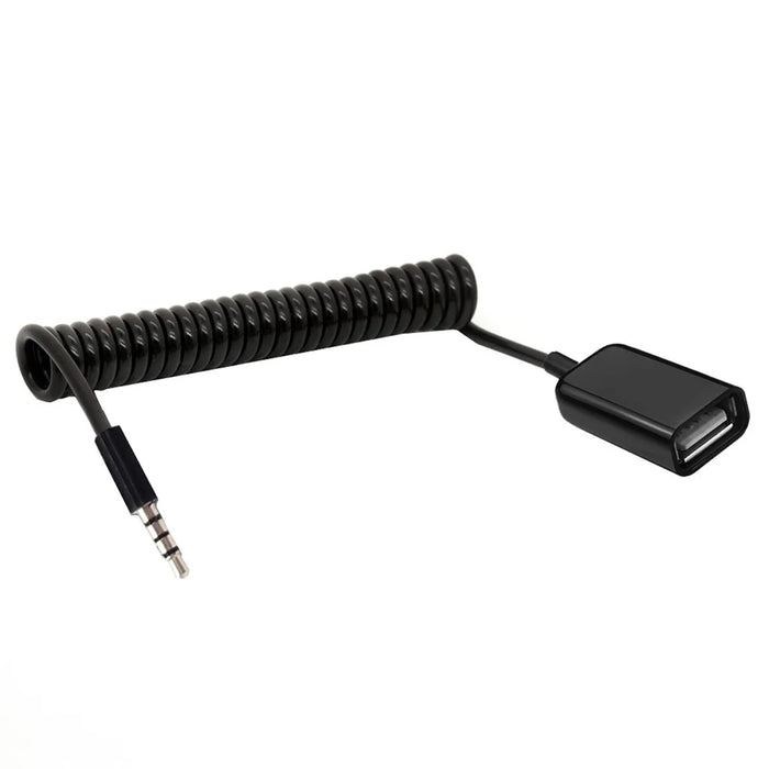 1m 3.5mm Male to USB2.0 Female Audio Adapter Spring Cable Data Transfer Charging OTG Cord - 1