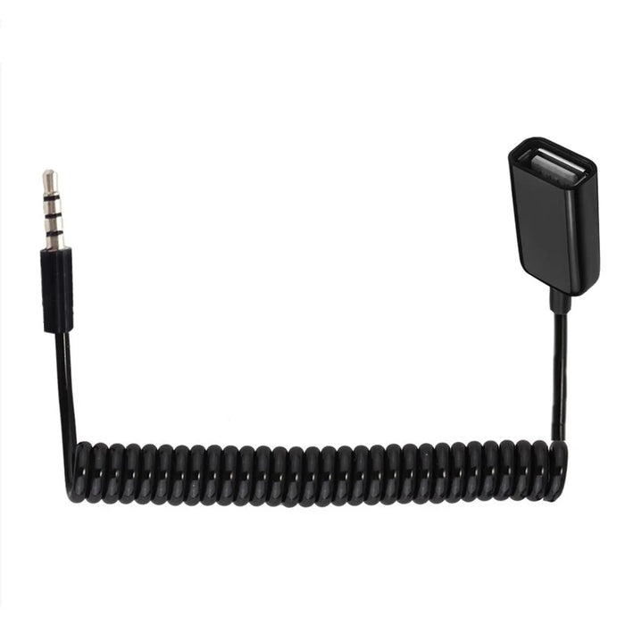 1m 3.5mm Male to USB2.0 Female Audio Adapter Spring Cable Data Transfer Charging OTG Cord - 4
