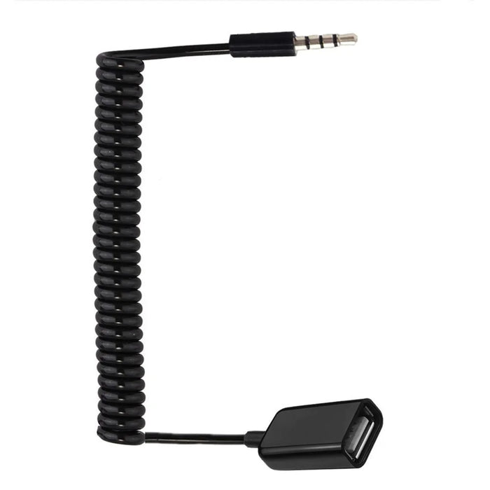 1m 3.5mm Male to USB2.0 Female Audio Adapter Spring Cable Data Transfer Charging OTG Cord - 5