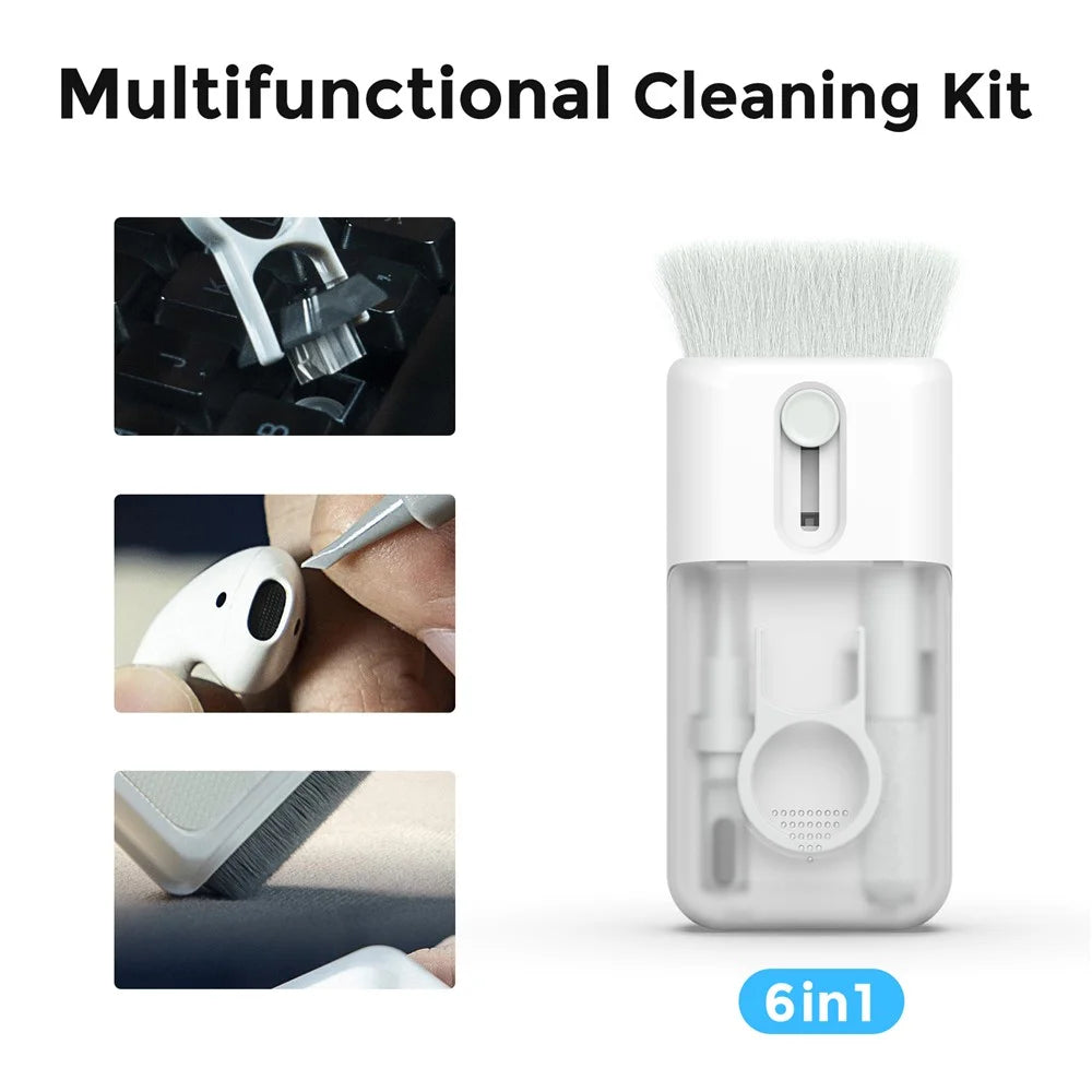 AHASTYLE WG93 6-in-1 Multifunctional Headset Cleaning Kit Cell Phone, Keyboards Cleaner Portable Cleaning Tools with Cleaning Brush - 3