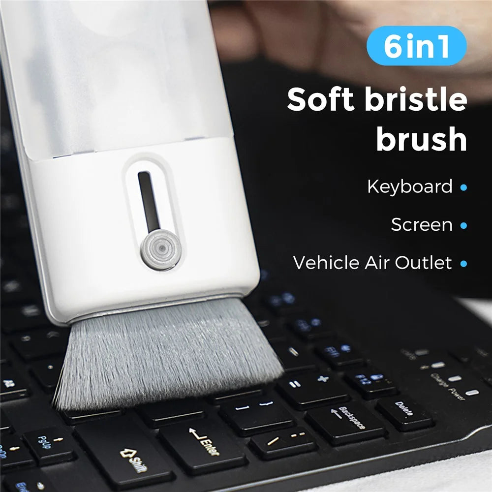 AHASTYLE WG93 6-in-1 Multifunctional Headset Cleaning Kit Cell Phone, Keyboards Cleaner Portable Cleaning Tools with Cleaning Brush - 4